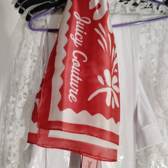 Juicy Couture Red and White Floral Scarf - Picture 4 of 4